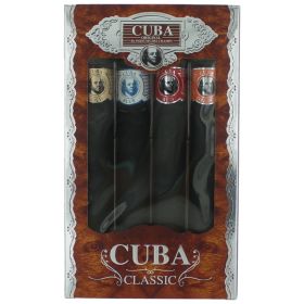 Cuba Classic by Cuba  4 Piece Gift Set for Men with Orange Red  Blue & Gold