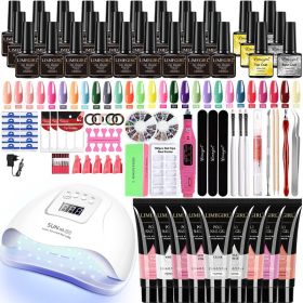 Nail Set Acrylic Nail Kit for Nail Extension Gel Nail Polish Set Quick Building Poly UV Gel Set With LED Nail Lamp Nail Tool Set - LH12-04