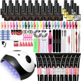 Nail Set Acrylic Nail Kit for Nail Extension Gel Nail Polish Set Quick Building Poly UV Gel Set With LED Nail Lamp Nail Tool Set - LH12-02