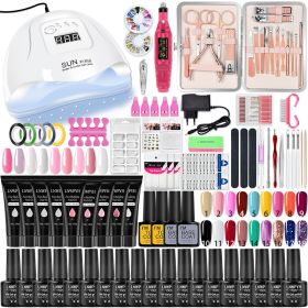 Manicure Set Poly Nail Gel Kit Professional Nail Set With Nail Lamp Acrylic Extension Gel Nail Polish All For Nail Gel Tools Kit - X5 1-18