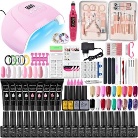 Manicure Set Poly Nail Gel Kit Professional Nail Set With Nail Lamp Acrylic Extension Gel Nail Polish All For Nail Gel Tools Kit - X4 1-18