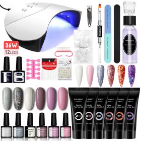 Manicure Set Poly Extension Nail Kit Gel Nails Complete Kit Gel For Extension Semi Permanent UV Varnish Kit Nail Tools Sets - 36W 12PC Set5