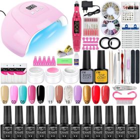 Manicure Set Poly Nail Gel Kit Professional Nail Set With Nail Lamp Acrylic Extension Gel Nail Polish All For Nail Gel Tools Kit - X4 12 fixed color