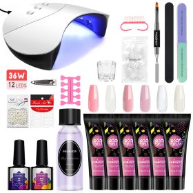 Manicure Set Poly Extension Nail Kit Gel Nails Complete Kit Gel For Extension Semi Permanent UV Varnish Kit Nail Tools Sets - 36W 6PC Set1