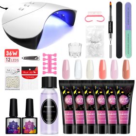 Manicure Set Poly Extension Nail Kit Gel Nails Complete Kit Gel For Extension Semi Permanent UV Varnish Kit Nail Tools Sets - 36W 6PC Set2