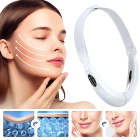 Current color light beauty face-lifting instrument intelligent voice broadcast massage hot compress lift V-shaped face-lift - BNGV-white