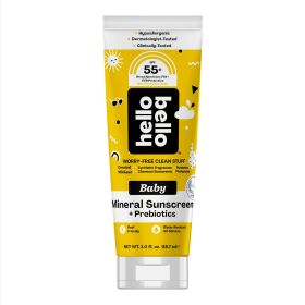 Hello Bello Mineral SPF 55+ Sunscreen Lotion with Prebiotics for Babies and Kids, 3 fl oz - Hello Bello