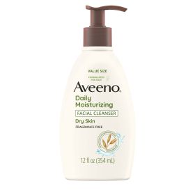 Aveeno Daily Moisturizing Facial Cleanser for Dry Skin, Soothing Oat Face Wash, 12 oz - Aveeno