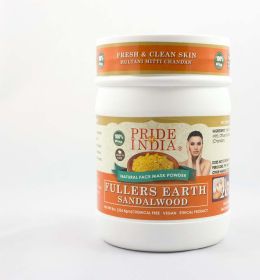 Pride Of India - Fuller's Earth Indian Clay Healing Face Mask Powder w/ Sandalwood, Half Pound Jar, 100% Natural - Beauty