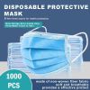 1000 PCS Protective Disposable Face Mask Cover 3 Ply Disposable Masks - Blue - Blue