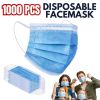 1000 PCS Protective Disposable Face Mask Cover 3 Ply Disposable Masks - Blue - Blue