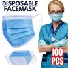 100 PC Face Mask Non Medical Surgical Disposable 3Ply Earloop Mouth Cover - Blue - Blue