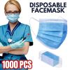 1000 PCS Protective Disposable Face Mask Cover 3 Ply Disposable Masks - Blue - Blue