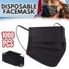 1000pc 3-Ply Disposable Face Mask Non Medical Surgical Cover Mouth Nose BULK - Black