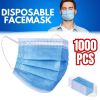 1000 PCS Protective Disposable Face Mask Cover 3 Ply Disposable Masks - Blue - Blue