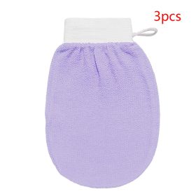 Rayon Viscose Fiber Medium Fine Sand Exfoliating Bath Gloves (Option: Purple-3PCS)